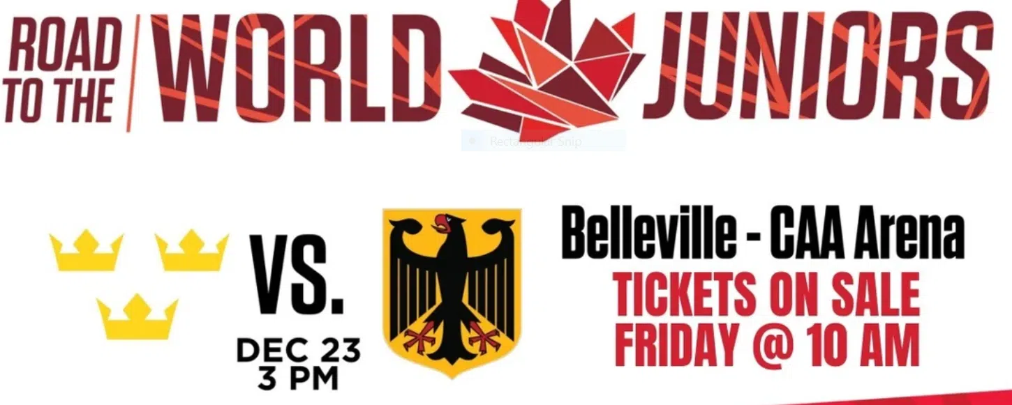 Belleville to host World Junior Hockey exhibition game