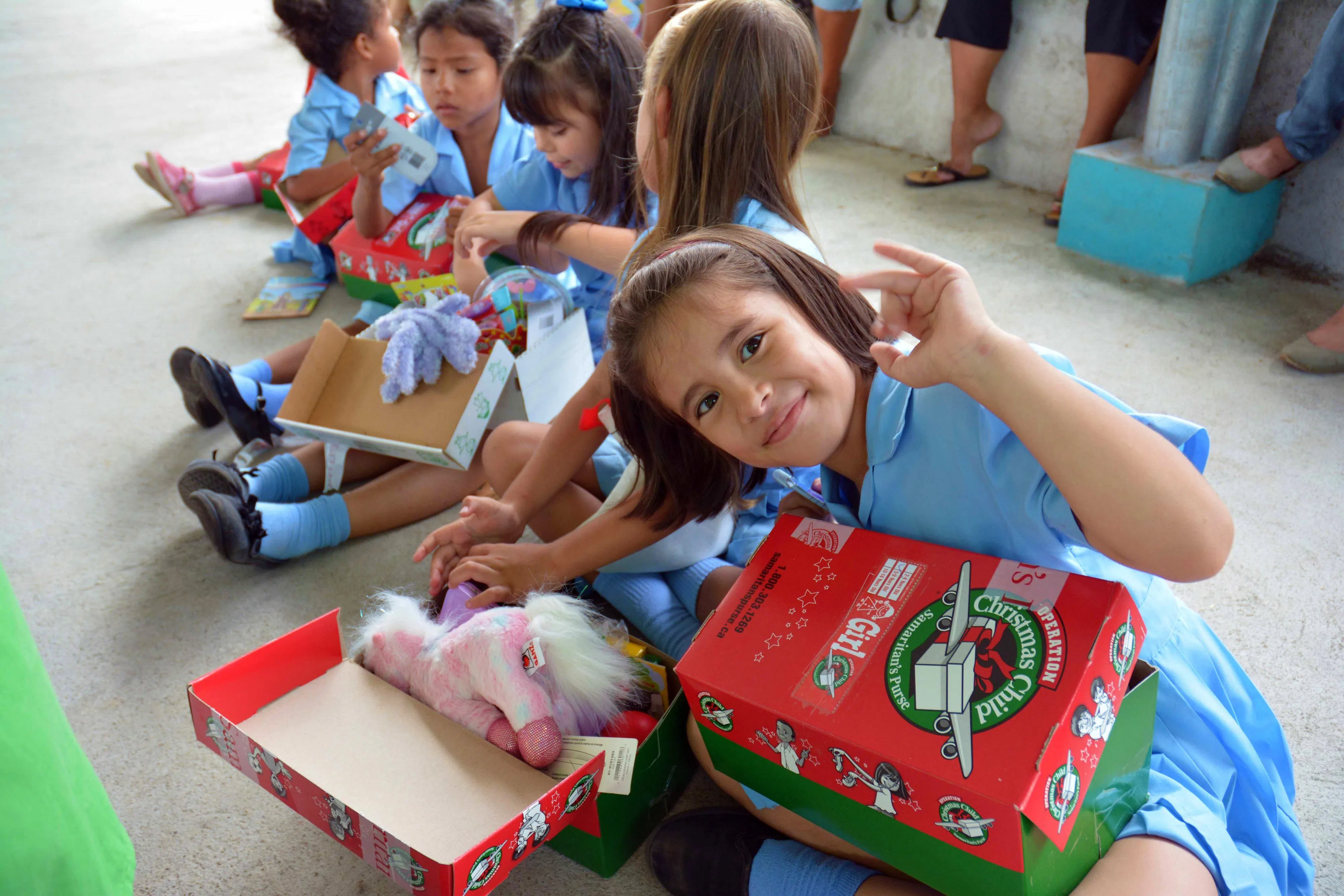 Packing shoeboxes to bring Christmas joy to underprivileged children