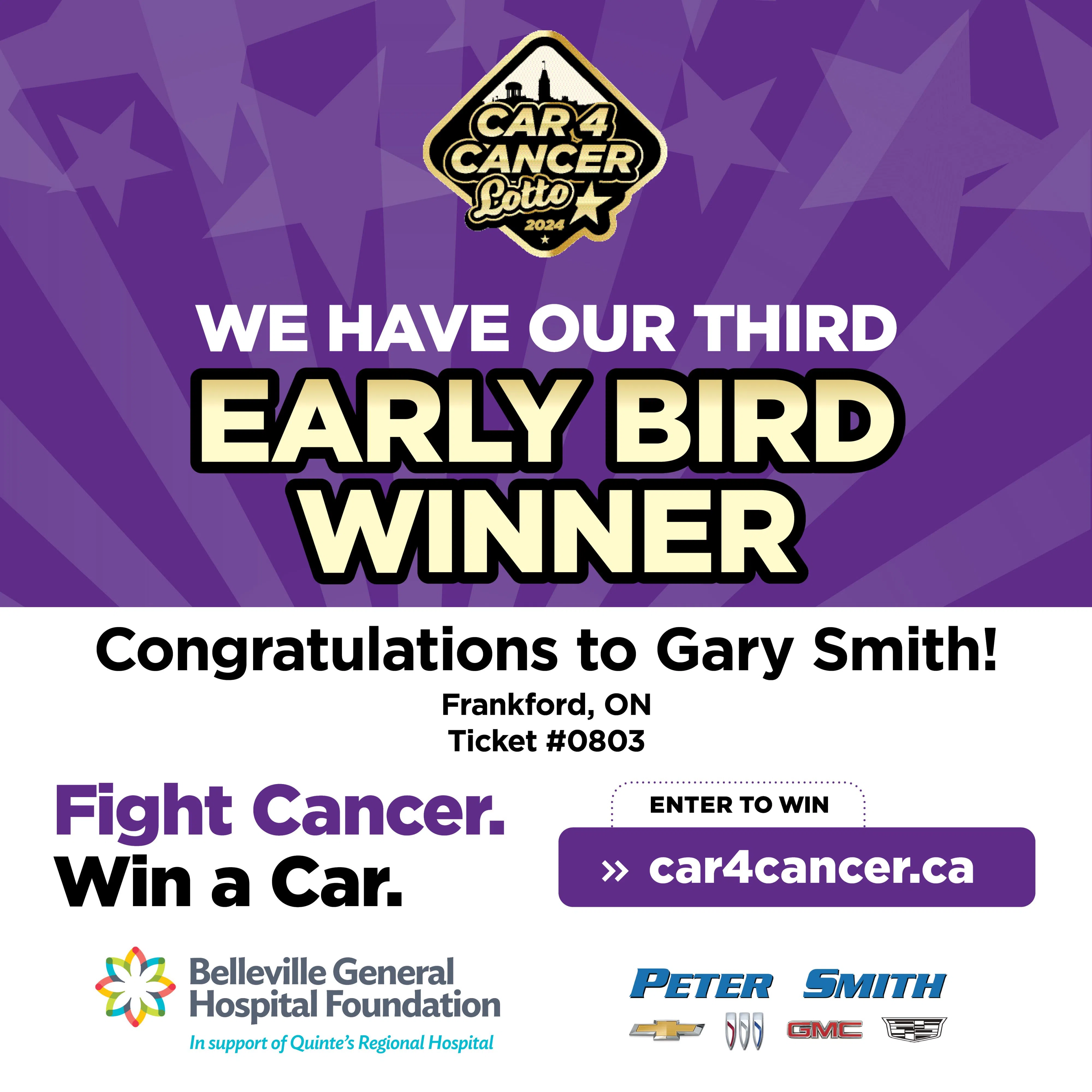 Third Car4Cancer Lottery early bird winner announced