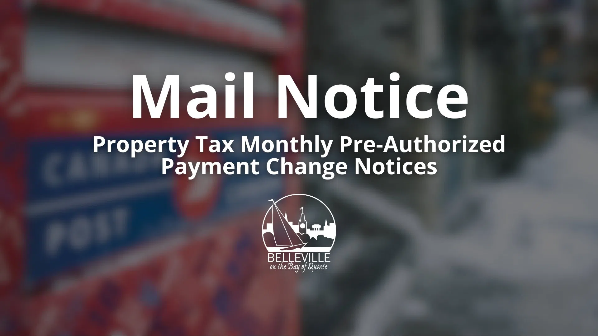 City of Belleville notice regarding property tax monthly pre-authorized payment plans