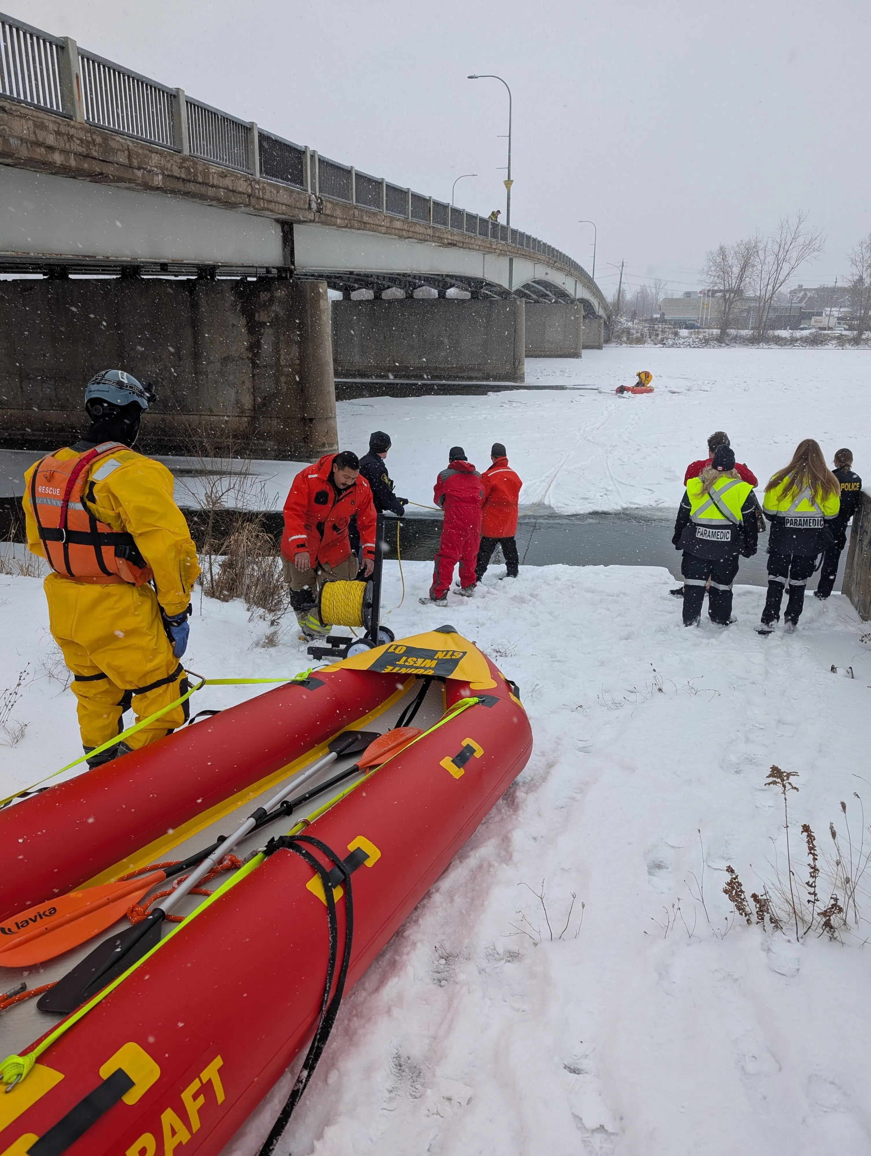 Woman rescued from ice on Trent River