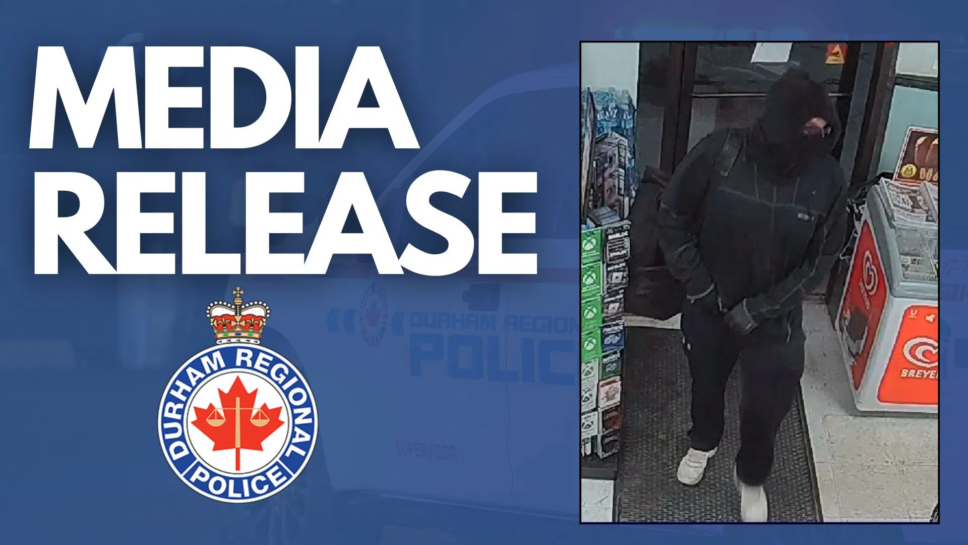 Police release image of suspect wanted in connection with Oshawa armed robbery
