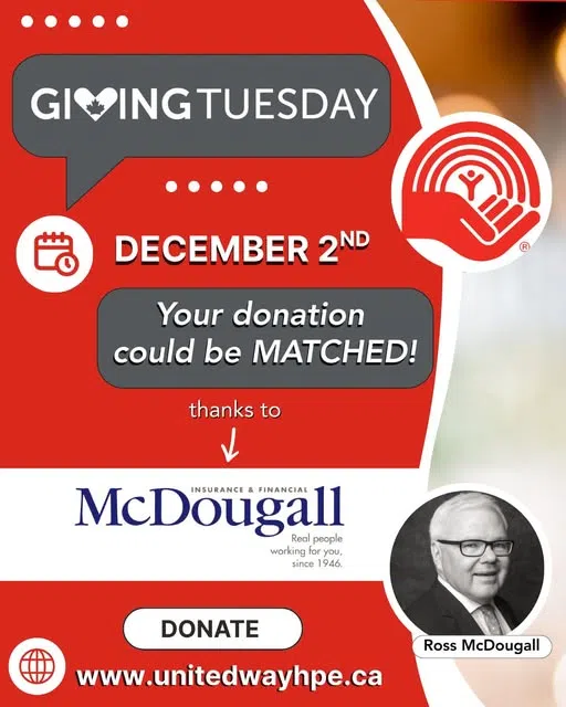 Giving Tuesday donations to United Way being matched by McDougall Insurance