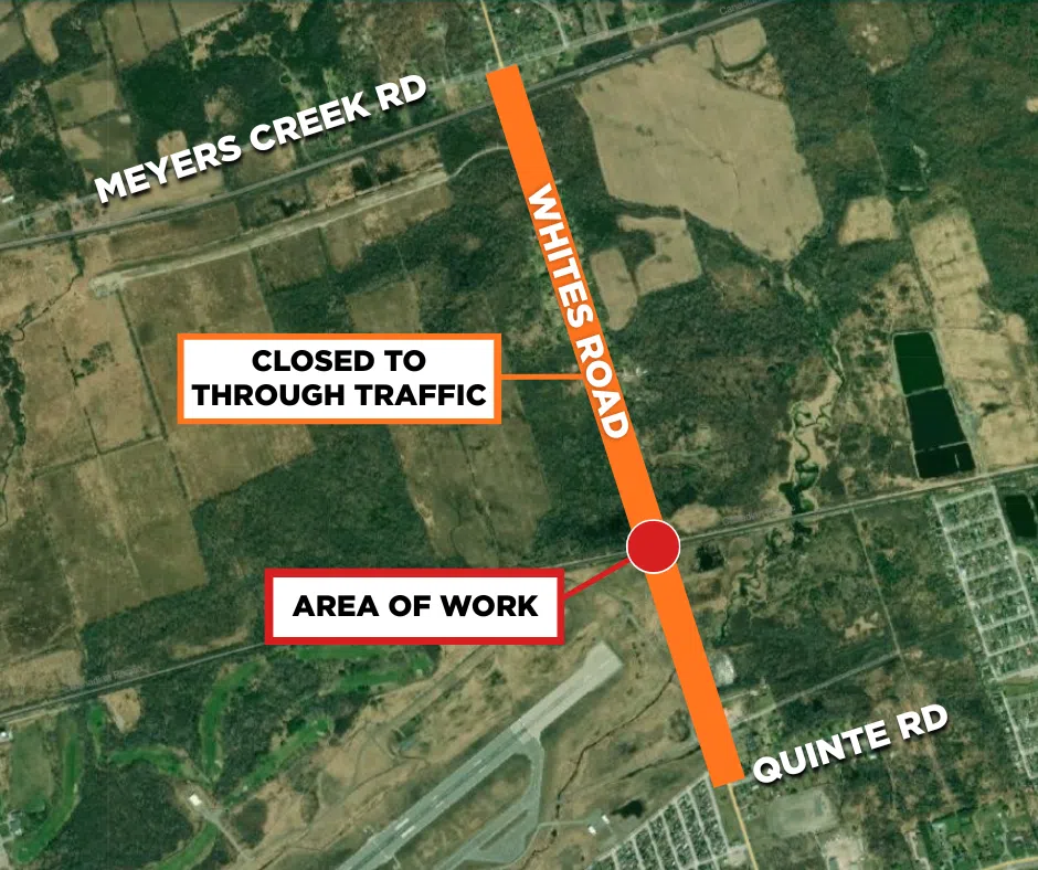 Portion of Whites Road closed to traffic Tuesday and Wednesday