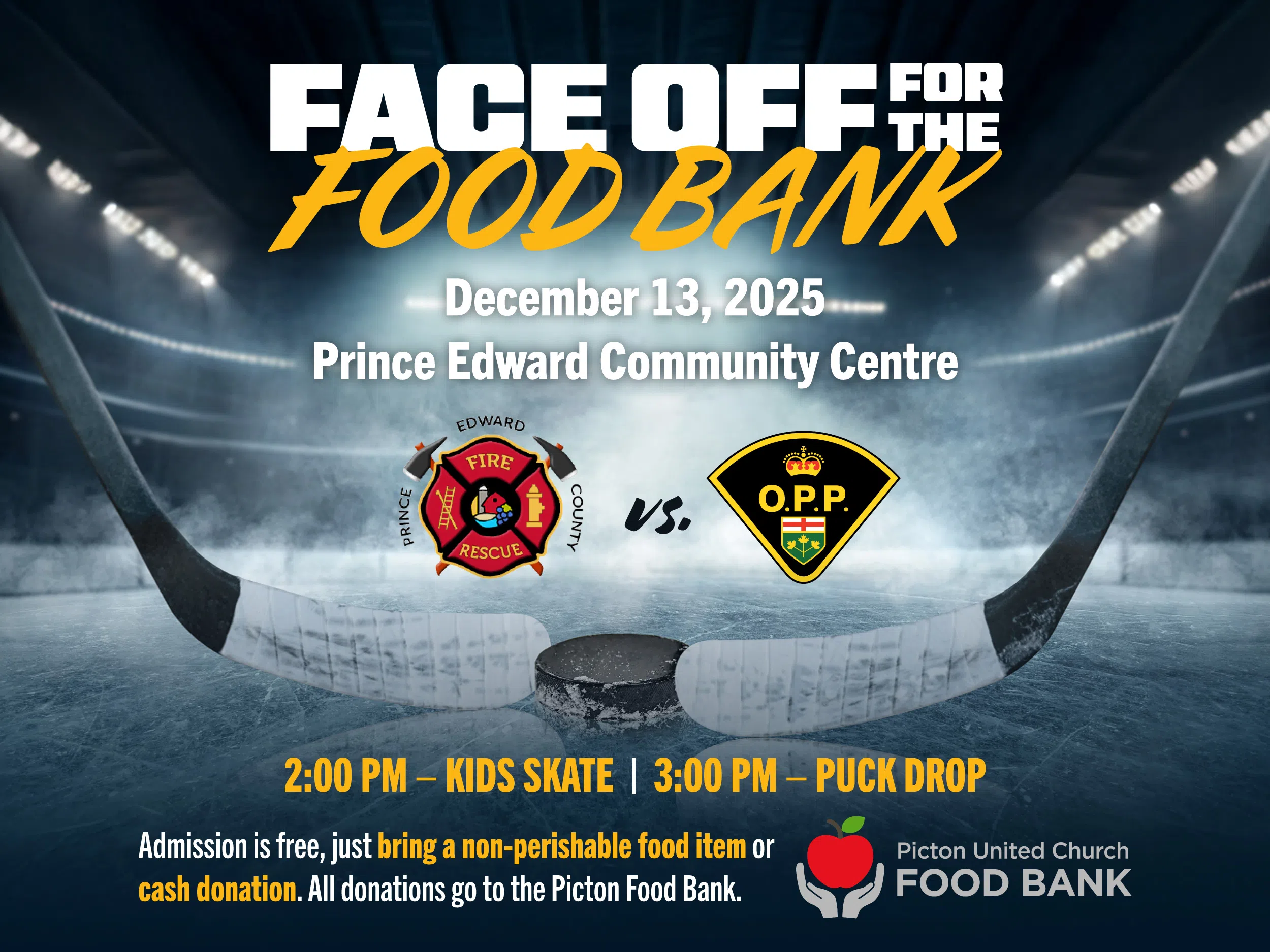 Fire vs. OPP hockey game in Prince Edward County