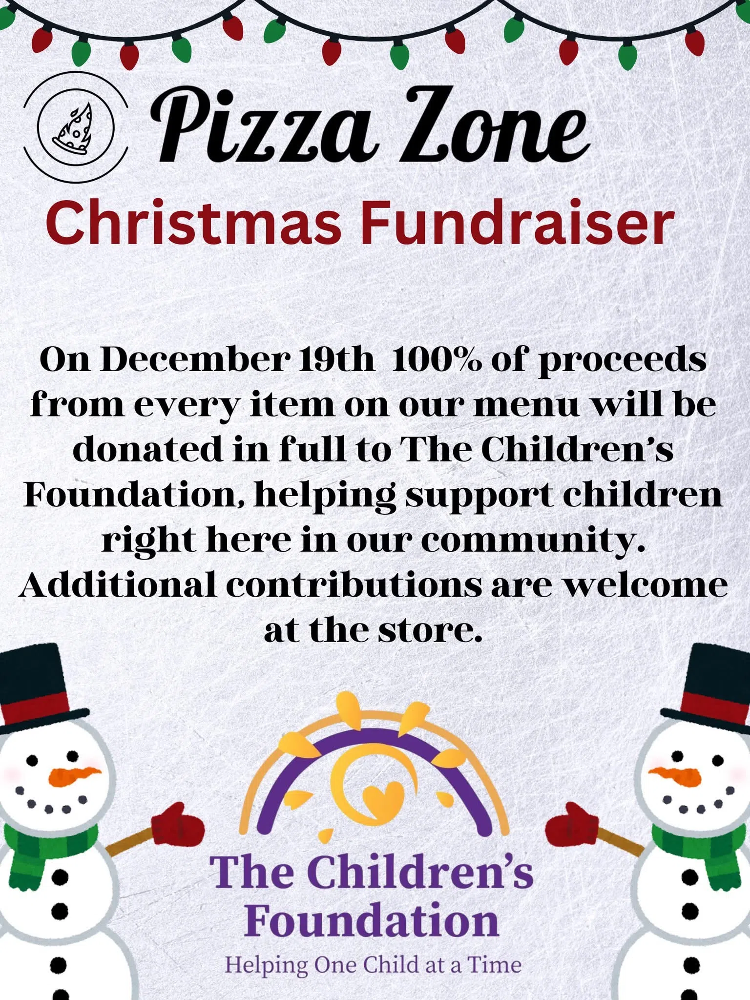Order a pizza, support The Children's Foundation