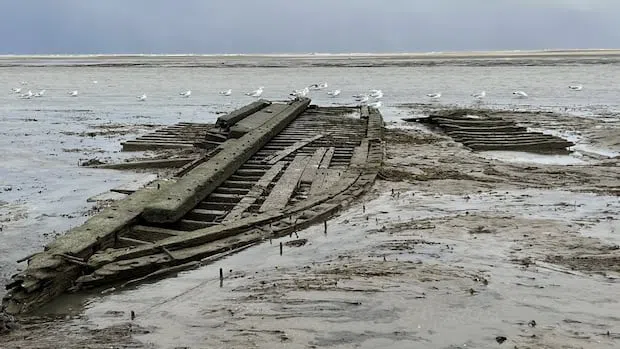 Strong winds uncover Lake Erie shipwreck