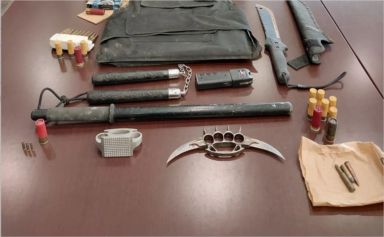 Brass knuckles, Taser and Nun Chucks Discovered During Search in Angus
