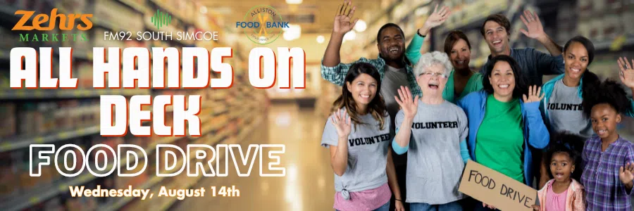 The FM92 South Simcoe All Hands On Deck Food Drive