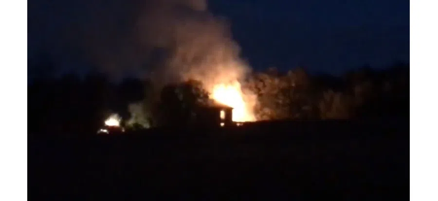 ABANDONED HOUSE EAST OF ORANGEVILLE GUTTED BY FIRE