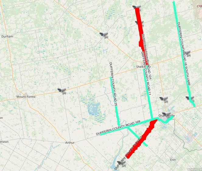 Dufferin County and OPP warn of road closures