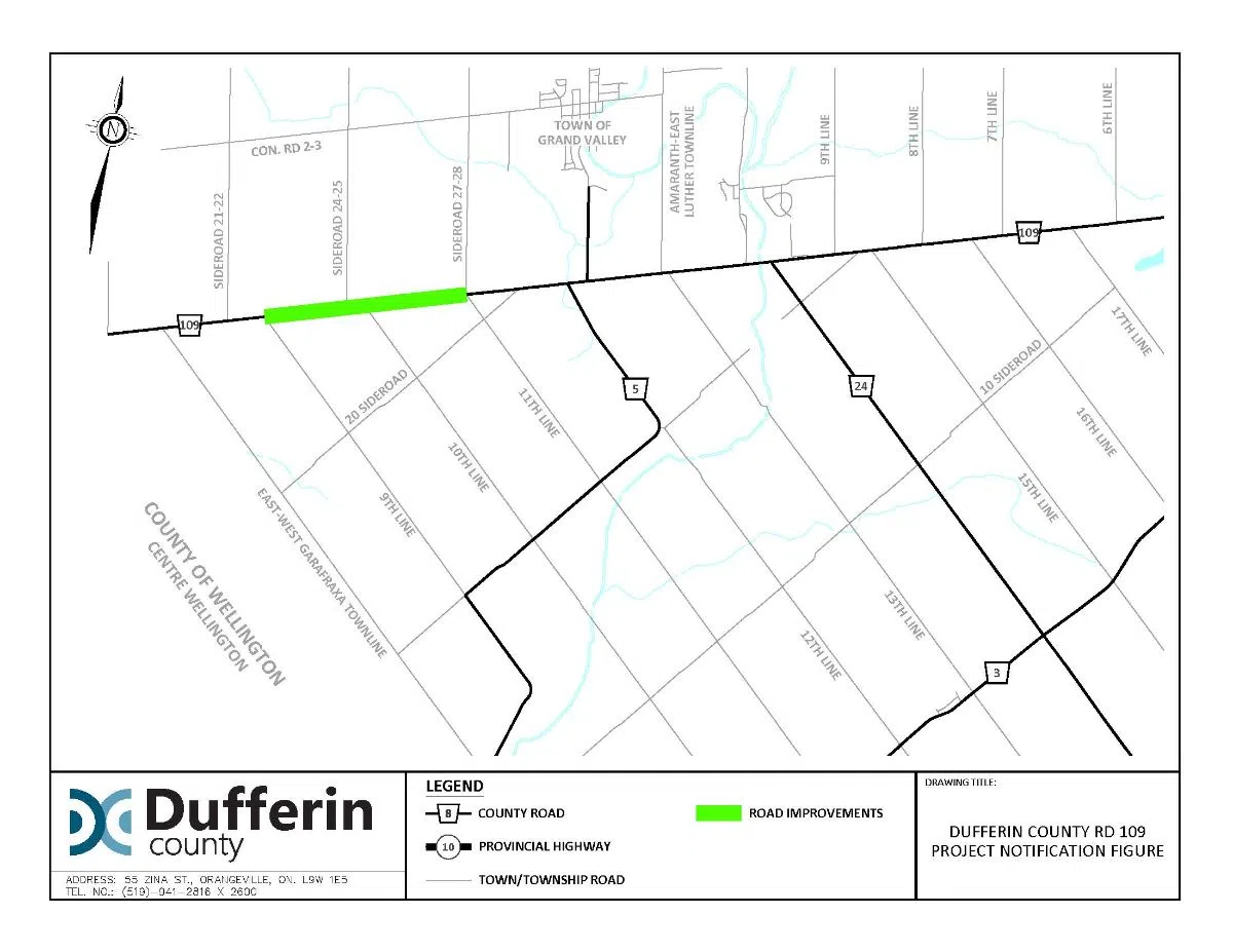 Road improvements coming to Dufferin Road 109