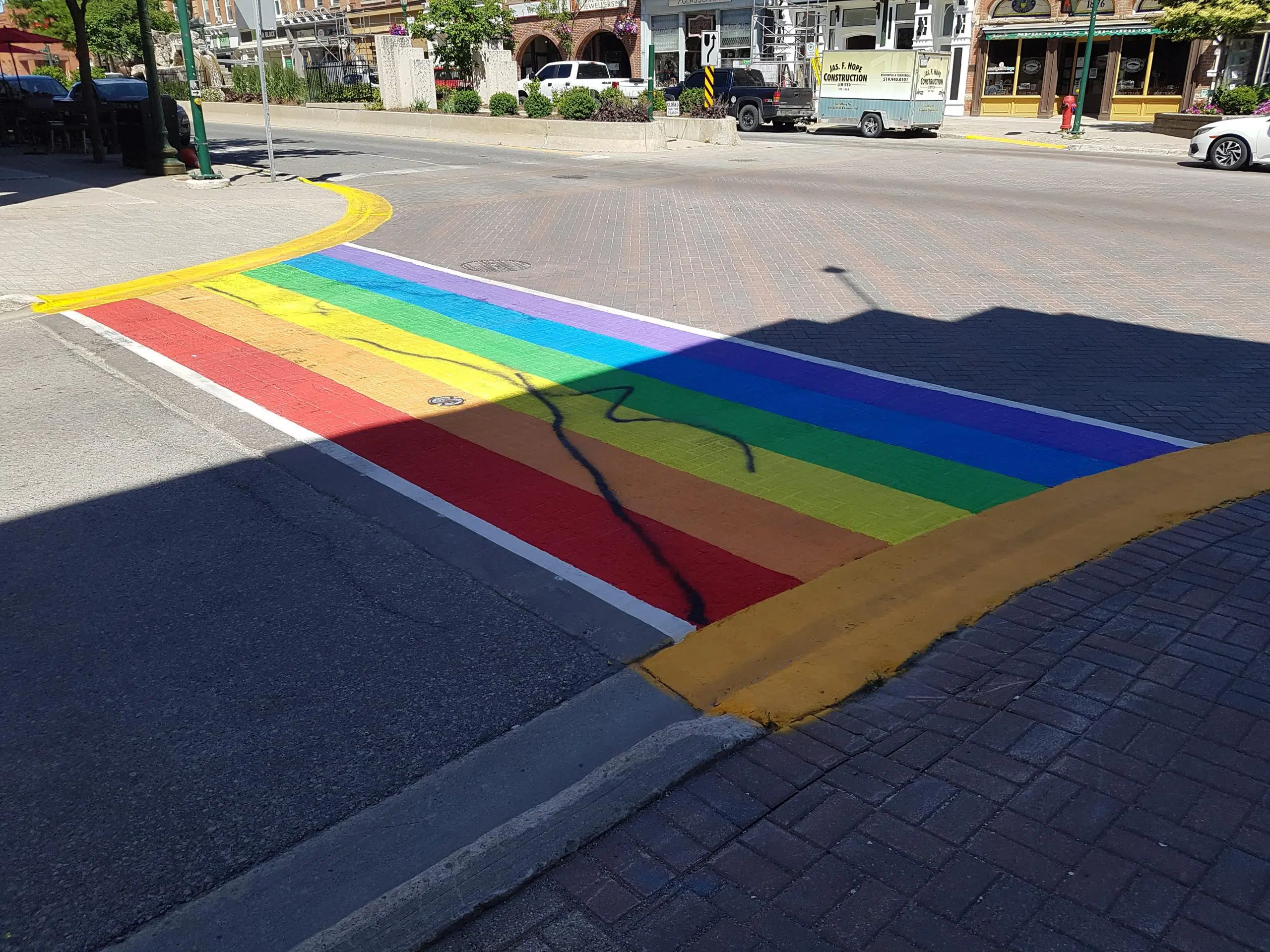 The Rainbow Crosswalk in Orangeville vandalized for the second time in less than a week