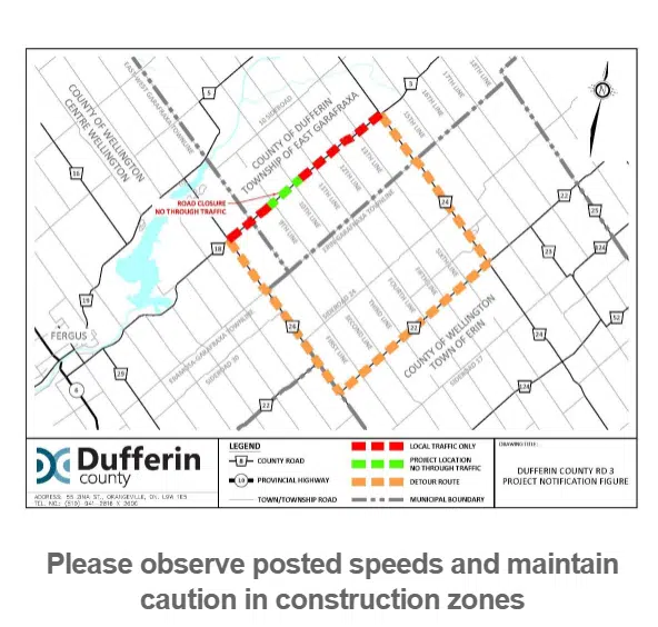 Construction in progress at Dufferin Road 3, between East-West Garafraxa Townline and 12th Line