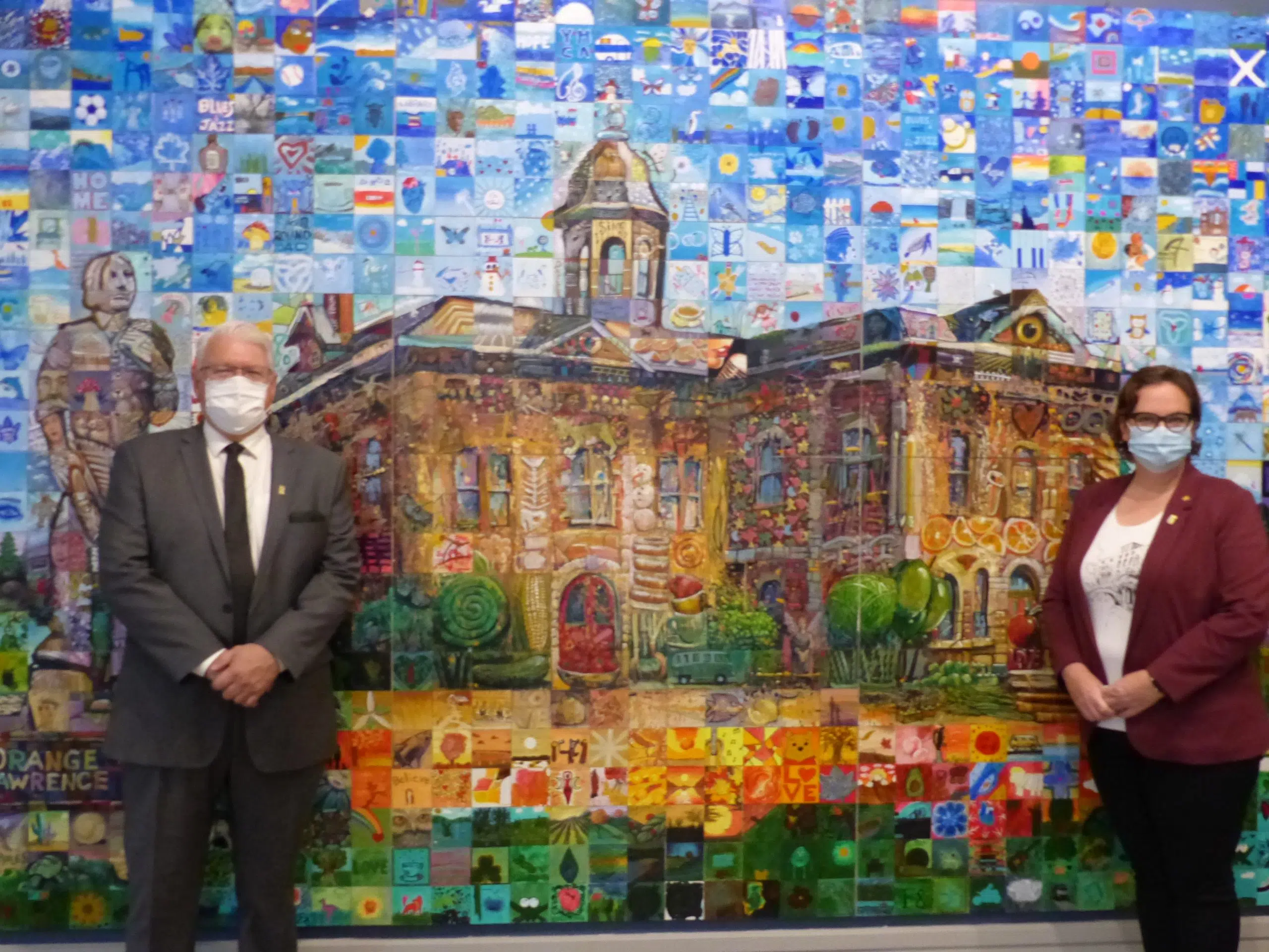 The Town of Orangeville Community Art Mosaic was unveiled at Town Hall yesterday