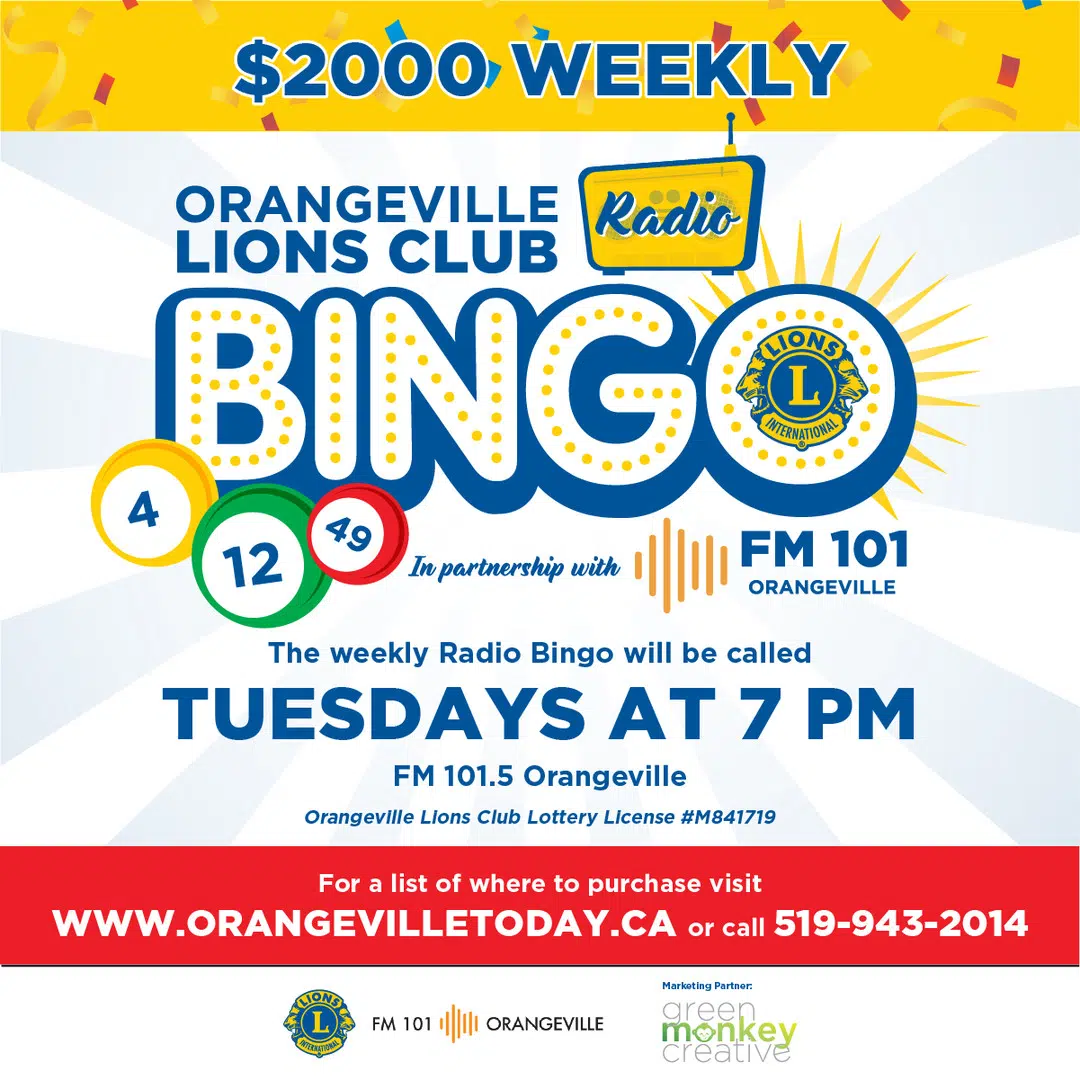 Orangeville Lions Club and FM101 Radio Bingo kicks off tonight