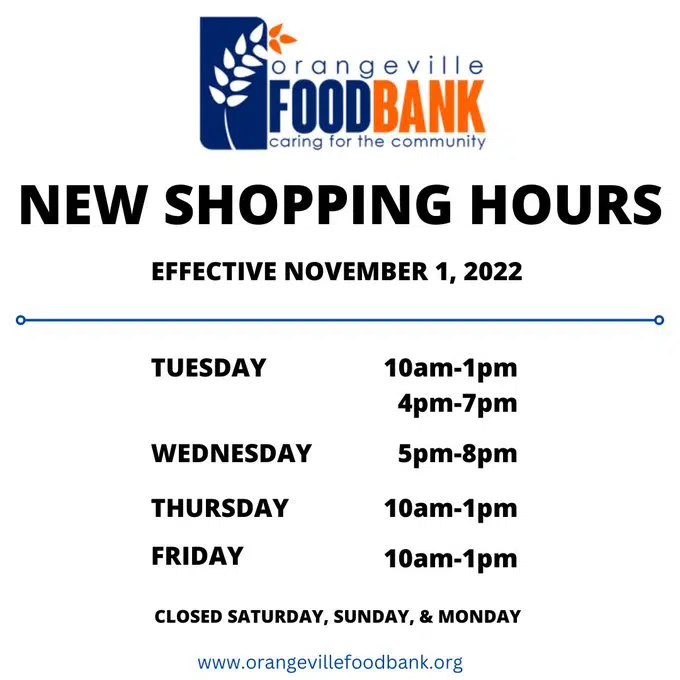 New Hours for Orangeville Food Bank