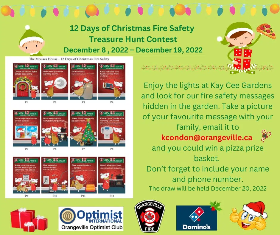 Win a Free Pizza With 12 Days of Christmas Fire Safety!