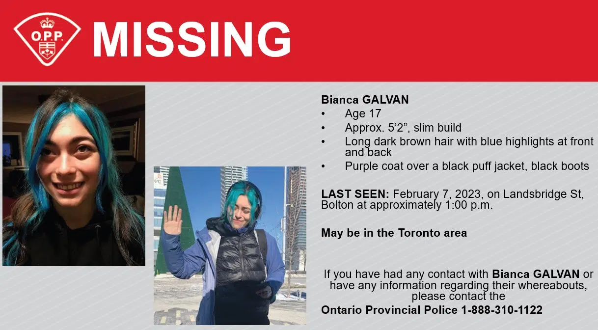 UPDATE - MISSING PERSON FOUND: 17-Year-Old Bianca Galvan Last Seen Yesterday Afternoon