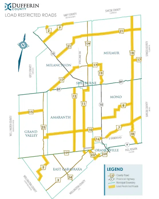 Reduced Load Restrictions on Dufferin County Roads