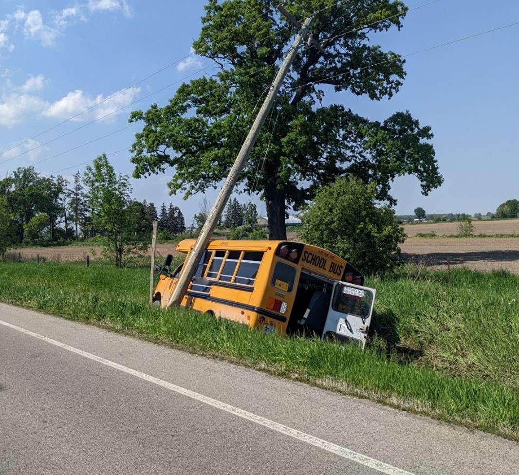 School Bus carrying students goes into the ditch