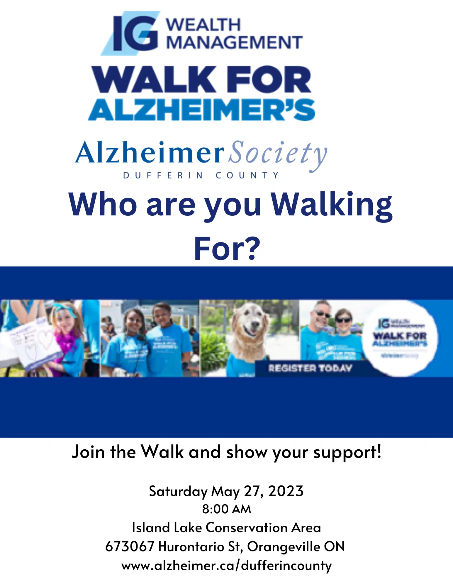 IG Wealth Management Walk for Alzheimer's returns to Island Lake Conservation Area