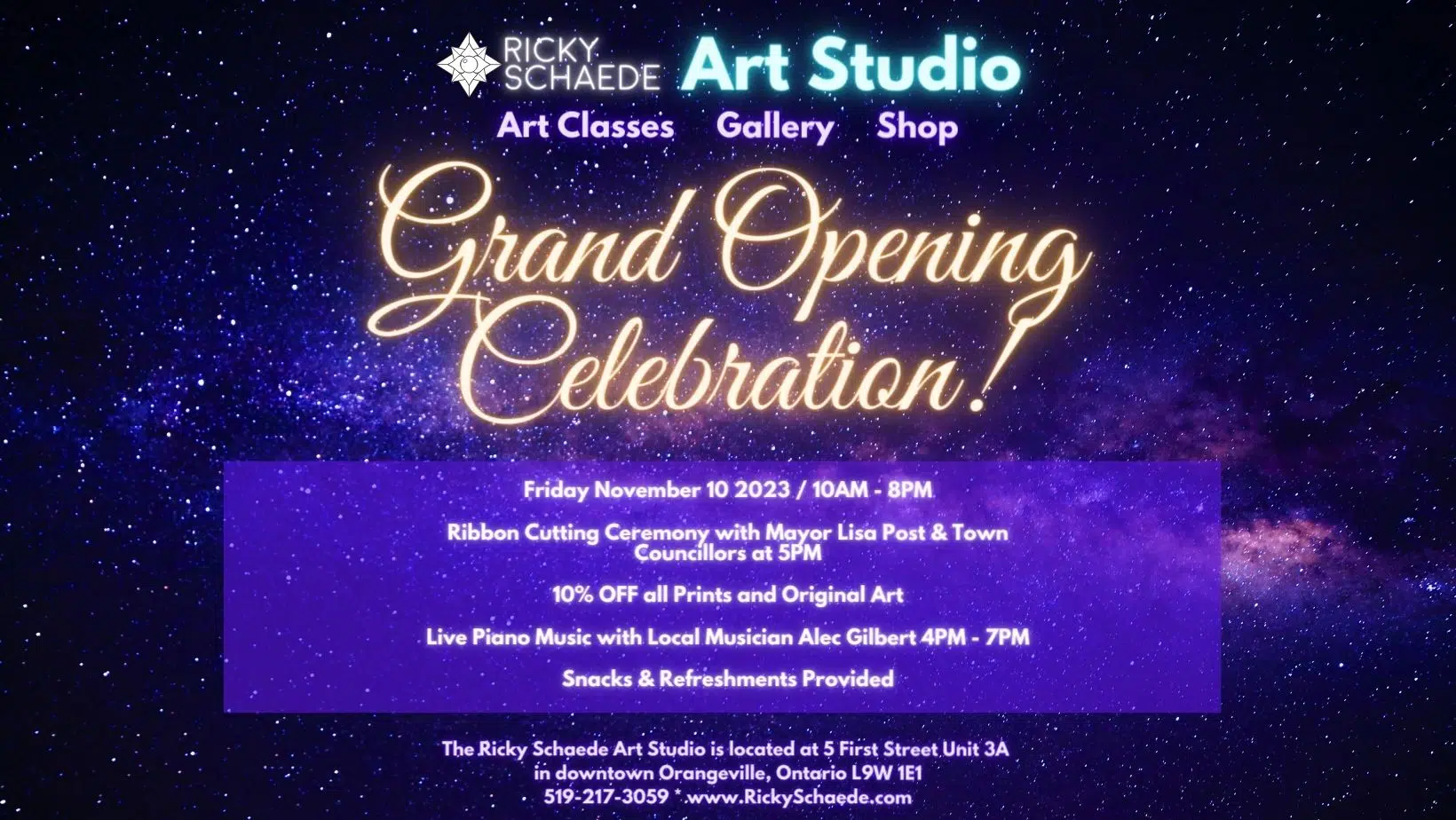 Ricky Schaede Art Studio Opening Downtown Orangeville!