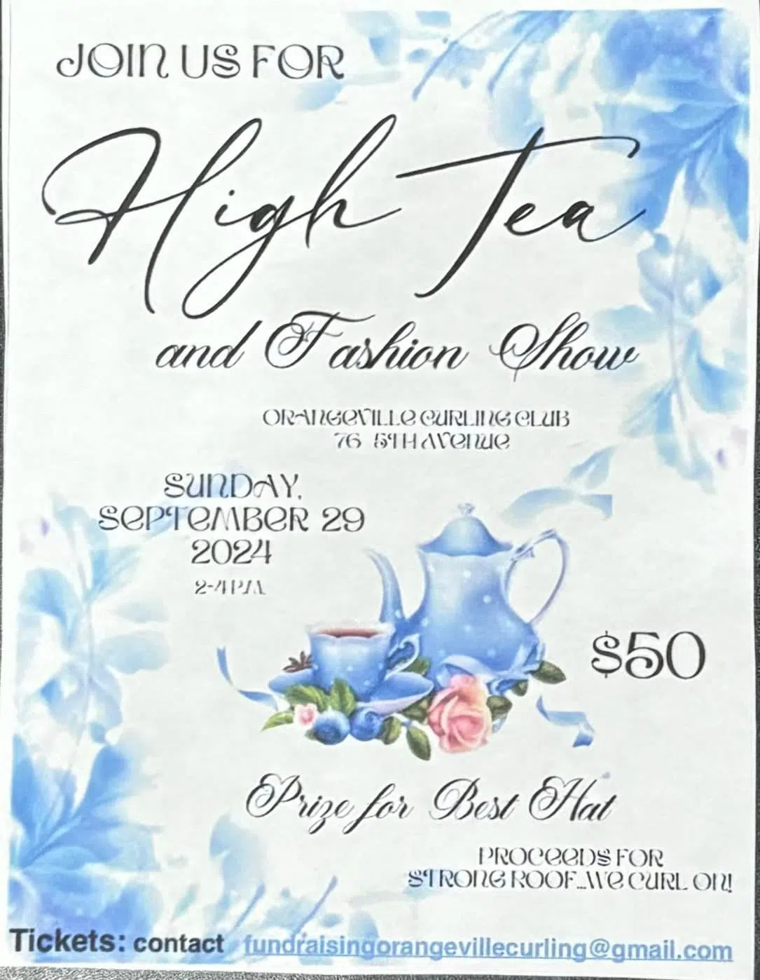 The Orangeville Curling Club Invites You For High Tea!