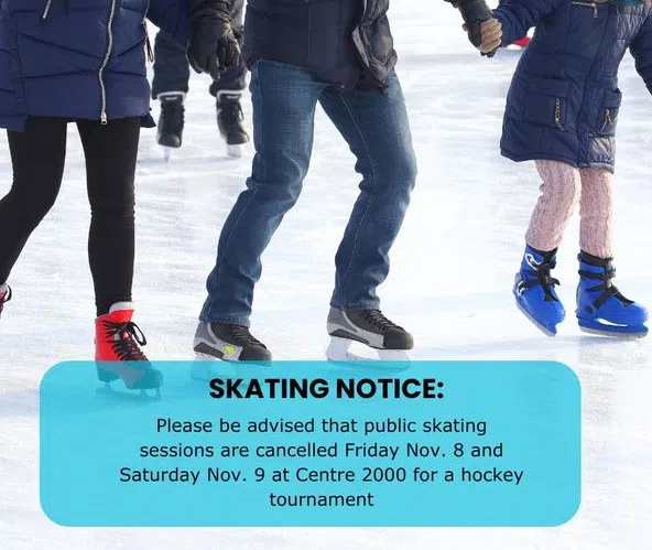 Public skating sessions in Erin cancelled Nov 8 and 9