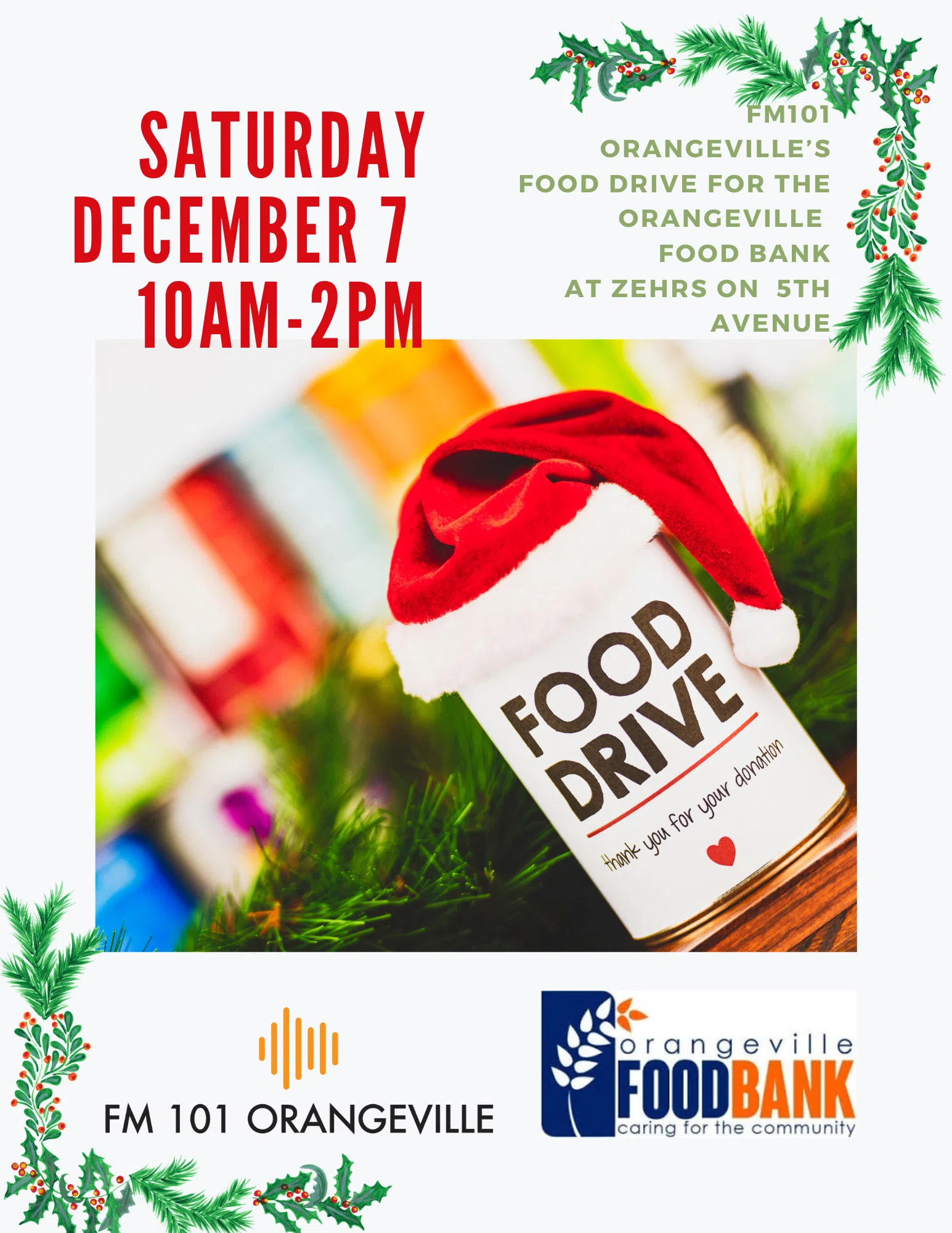 Two Food Drives in Orangeville this coming Saturday (Dec 7)