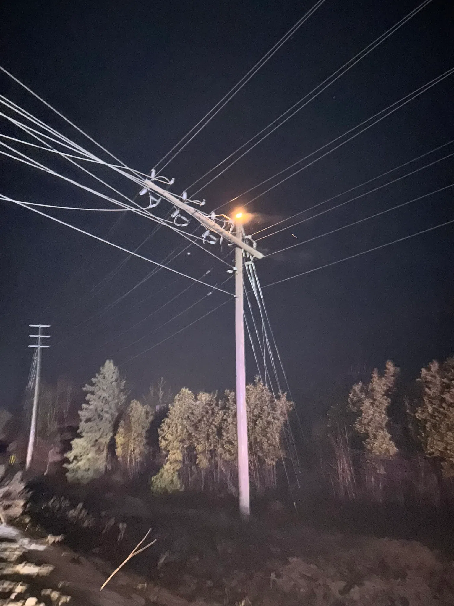 Power outage west of Orangeville due to pole fire