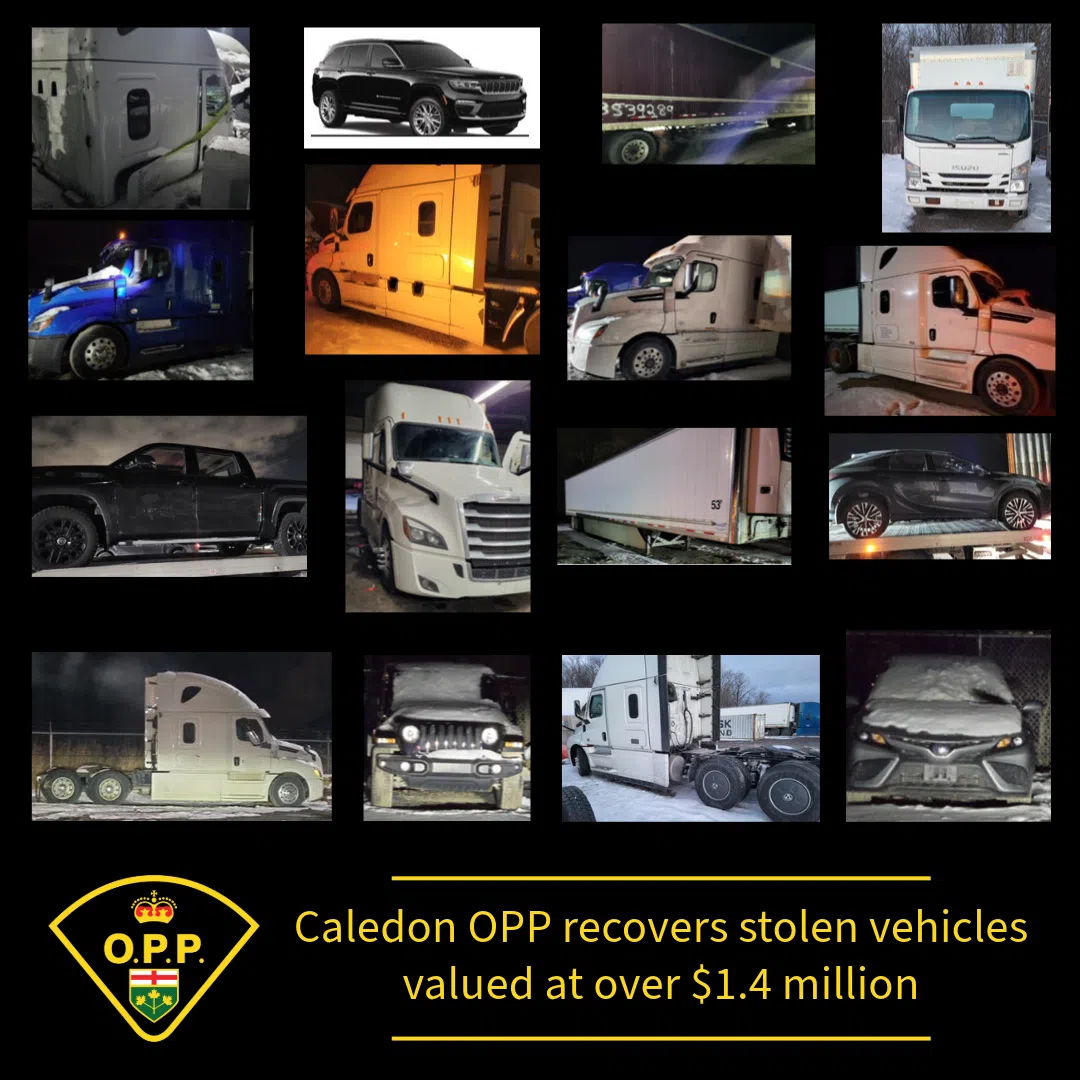 CALEDON OPP COMMUNITY STREET CRIME UNIT RECOVERS STOLEN VEHICLES VALUED AT OVER $1.4 MILLION