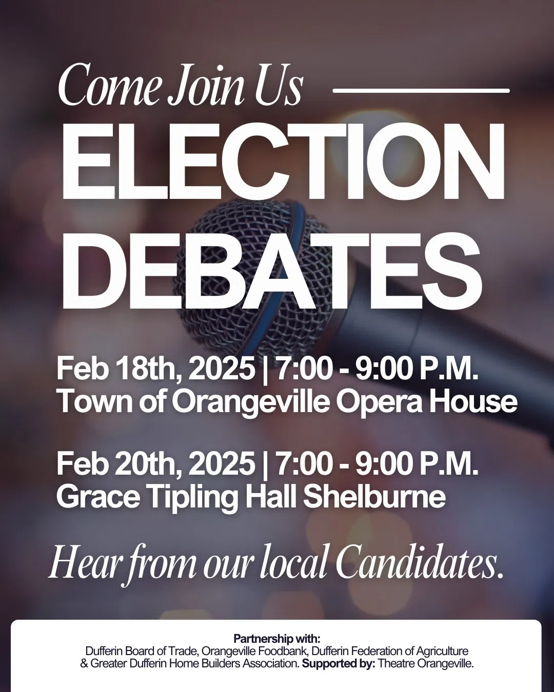 Dufferin Board of Trade hosting two 2025 Provincial Election Debates this week