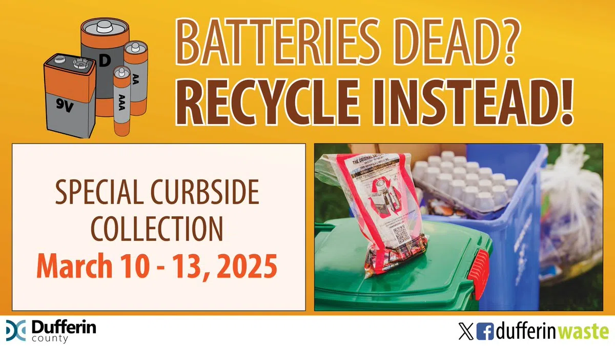 Curbside Battery Collection taking place in Dufferin County