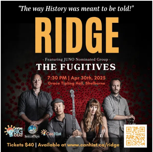 Ridge - an upcoming show at Grace Tipling Hall in Shelburne featuring Juno-nominated band The Fugitives.