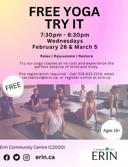 Town of Erin launches free, TRY-IT yoga classes