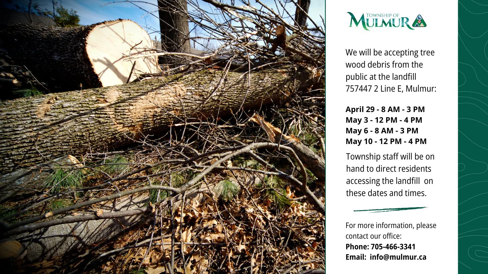 Mulmur landfill accepting wood debris