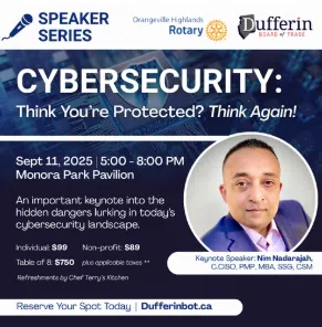 Cyber security event in Orangeville September 11st 5pm-8pm