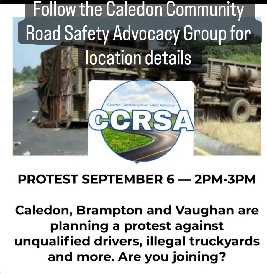 Caledon Road Safety Advocacy Group holding large protest this Saturday