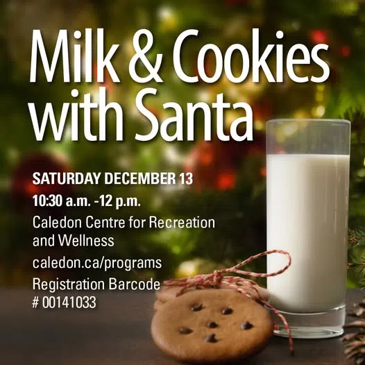 Cookies with Santa at the Caledon Centre for Recreation and Wellness in Bolton