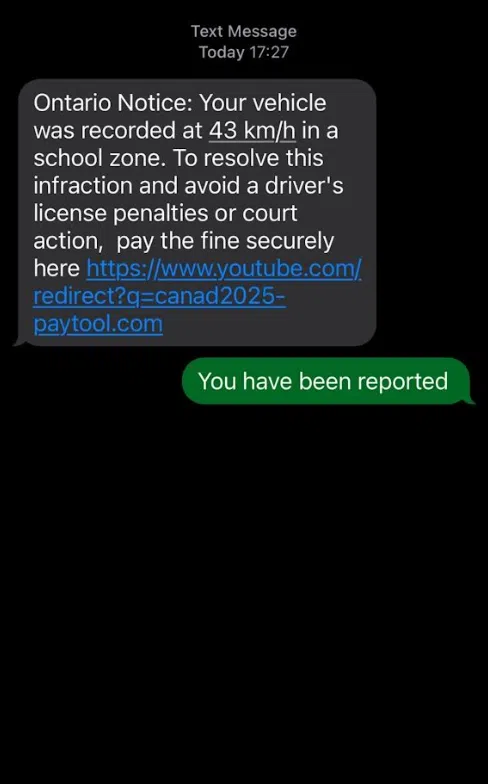 Dufferin OPP warning residents about text message scam