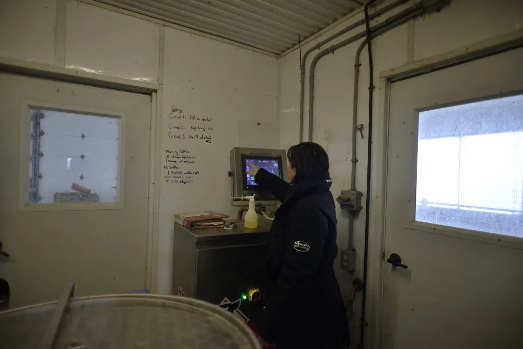 Field tends to the control panel connected to the feeding system for the calves; Lindmilk allocates roughly 600 litres of milk for calf feeding | Mik Horvath/MBC