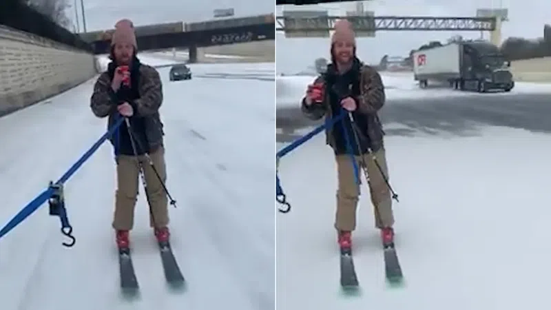 Ski Guy Tries New Run: I-10 In Houston!