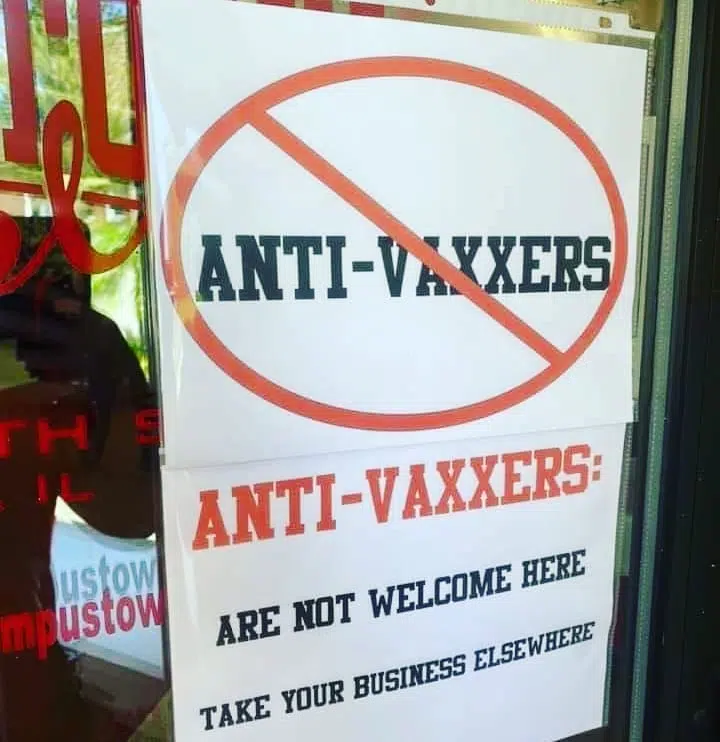Campustown Supply Owner "Anti-Vaxxers Not Welcome Sign" Draws Social Media Attention