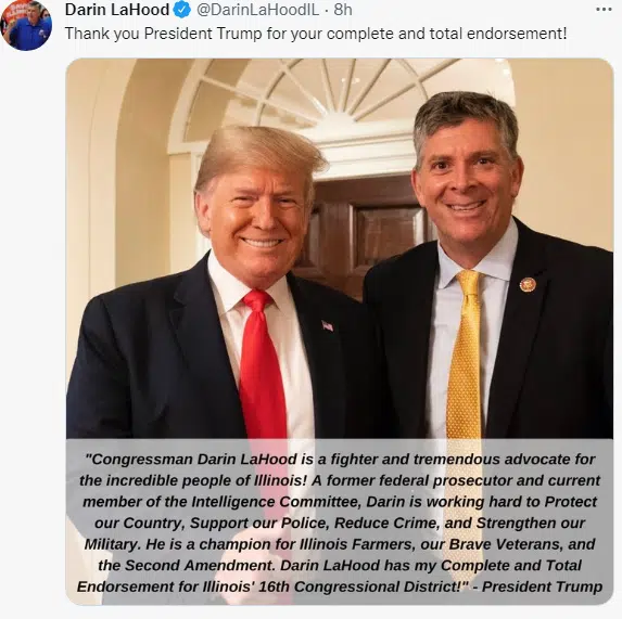 LaHood the Favorite in Illinois 16th US House Republican Primary