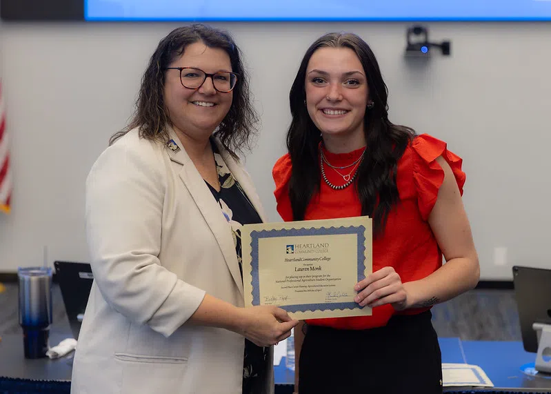 Heartland Community College Trustee, student recognized as Ag Leaders