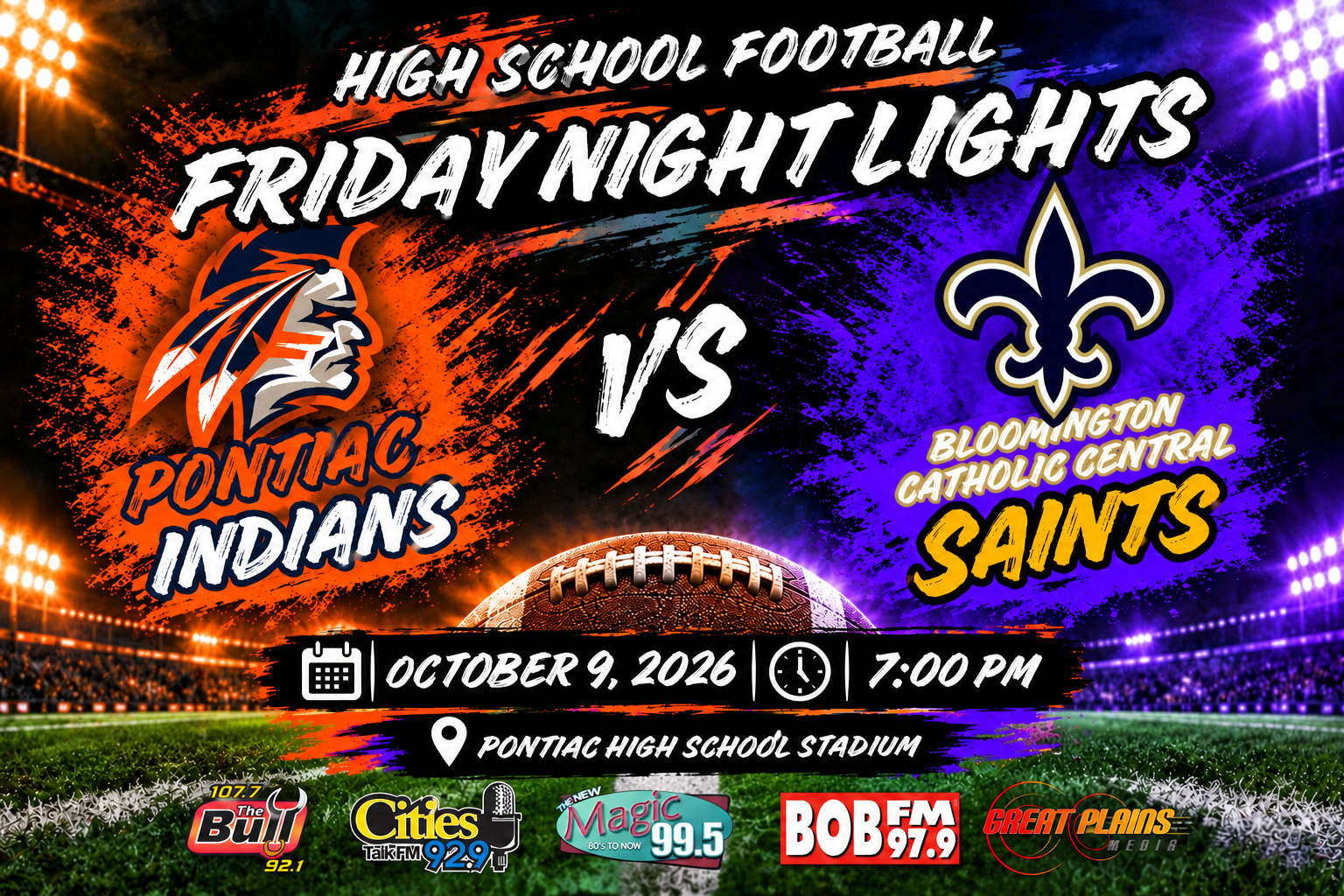 Pontiac@Bloomington Central-Catholic is our Friday Night Lights Game Of The Week