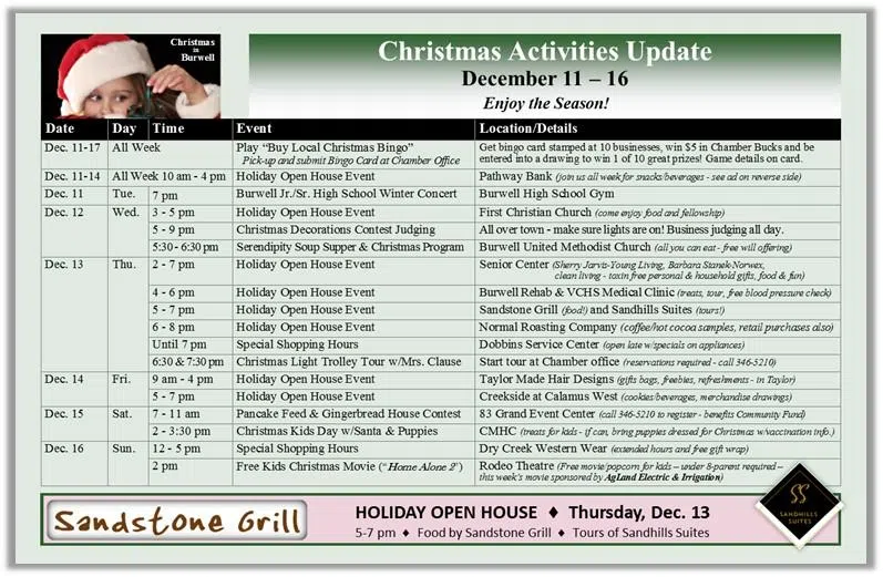 Burwell Chamber Calendar Packed Full of Christmas Activities