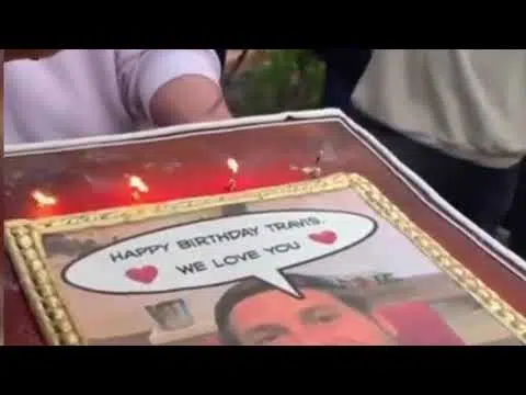 Jonah Hill Gave Travis Scott a Birthday Cake With His Face on It [VIDEO]
