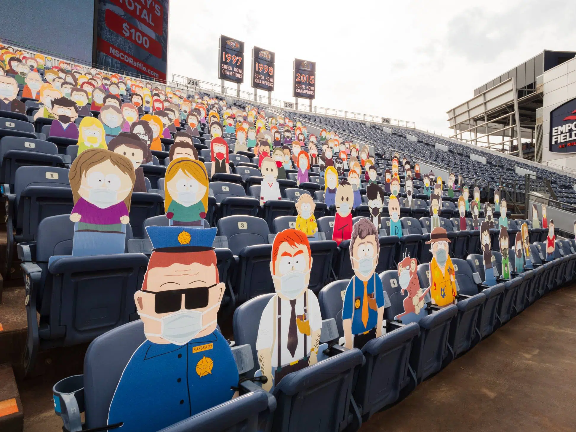 South Park Characters Attend NFL Game In Denver